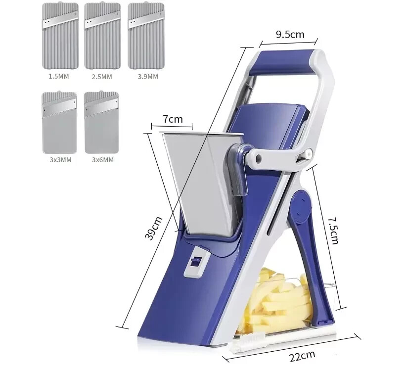 Safe Mandoline Slicer 5 in 1 Vegetable Chopper Food Potato Cutter Adjustable