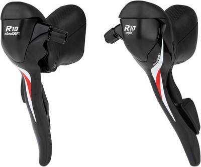 microSHIFT R10 Drop Bar Shift Lever Set - 3 x 10-Speed, Shimano Compatible, Blac