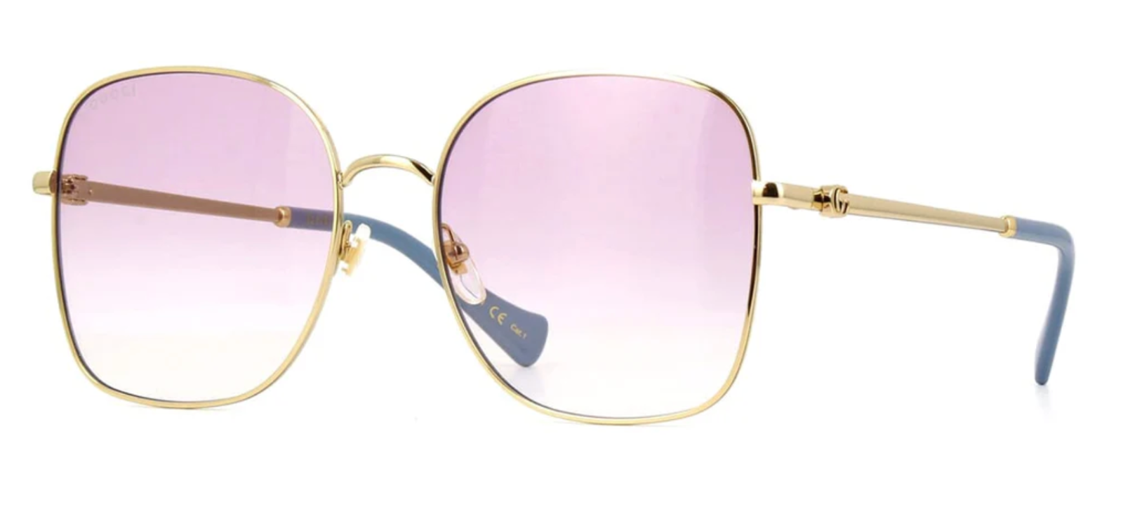 Pre-owned Gucci Women Gg1143s-003 Gold Frame / Pink Gradient Lens Sunglasses In Purple
