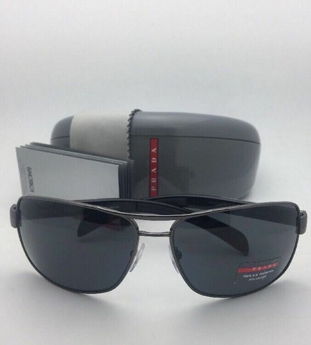 Pre-owned Prada Sport Polarized Sunglasses Sps 54i 5av-5z1 65-14 Gunmetal Frames With Grey In Gray