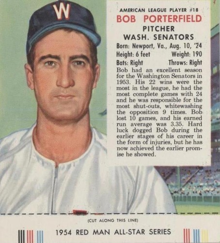 1954 Red Man Tobacco All-Star Team - Bob Porterfield #18