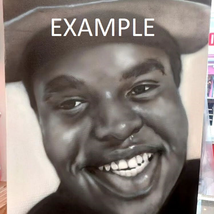 Pre-owned And Airbrush Black  White Portrait On T Shirt, Jacket, Hoodie, Etc. Any Size