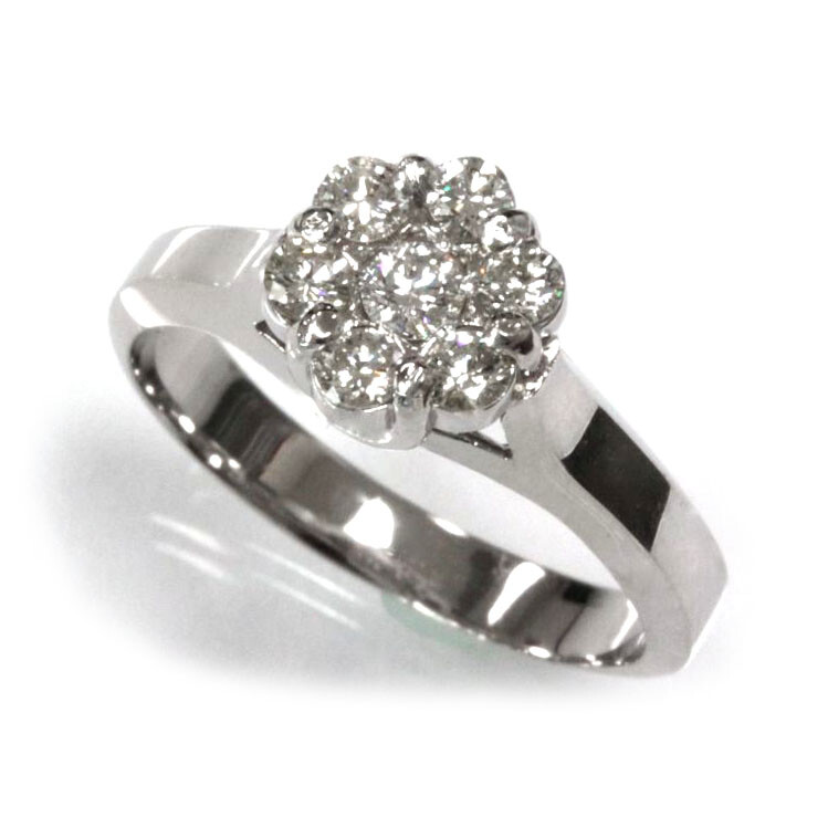 Pre-owned Jewelry By Arsa 0.5 Ctw Natural Diamond Solid 14k White Gold Cluster Flower Engagement Ring In G-h