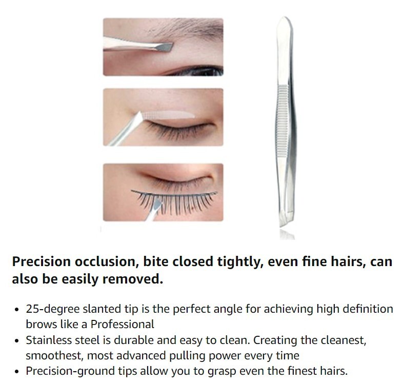 Tweezers, Flat, Slant, Point Tweezers - Stainless Steel High Gloss Tweezers Set