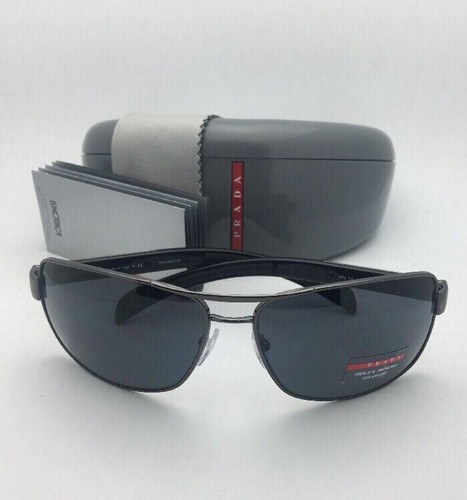 Pre-owned Prada Sport Polarized Sunglasses Sps 54i 5av-5z1 65-14 Gunmetal Frames With Grey In Gray