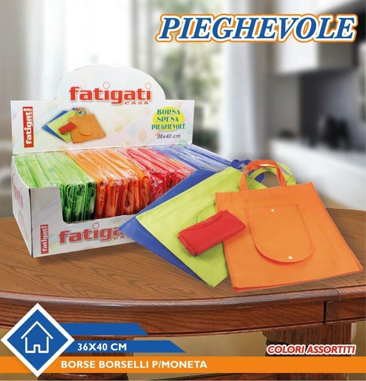 Set 24 Pezzi Borsa Spesa Tnt Pieghevole 36x40cm Colorata dfh