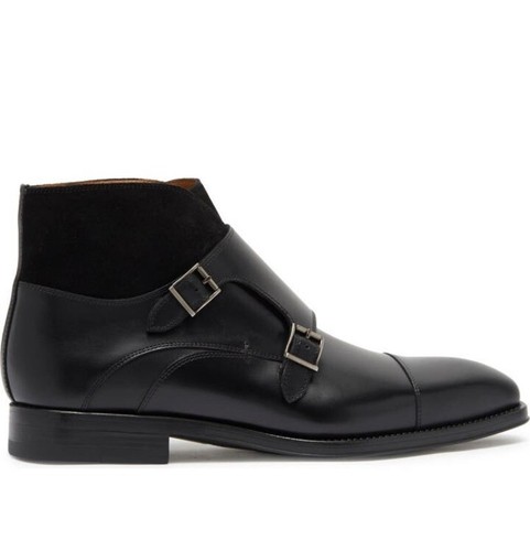 Pre-owned Magnanni Men's Monto Black Leather Monk Strap Boot Size 13