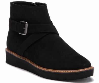 Naturalizer Aster Black Faux Suede Wedge Ankle Boots 6, 8