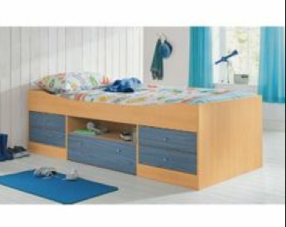 Argos Malibu Cabin Bed in blue/pine with single mattress in Llanelli