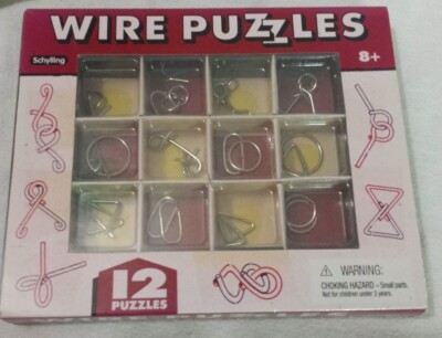 Wire Puzzles 12 Brain Teaser Mind Game Toy Steel Metal IQ Test Magic Trick Age8+
