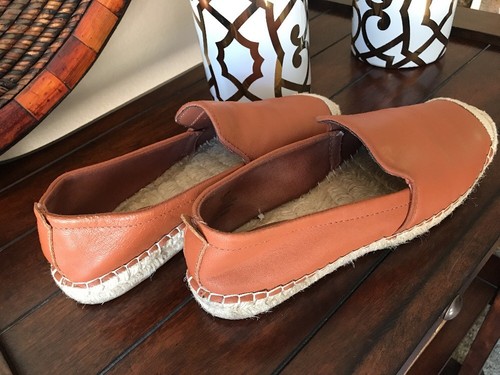 H & M Leather Cognac Espadrilles Size 38 US 7 M *EUC*