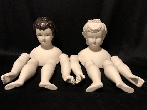 Lot of 2 Vintage Victorian Style Porcelain Bisque Doll HEAD Arms LEGS Kits PARTS