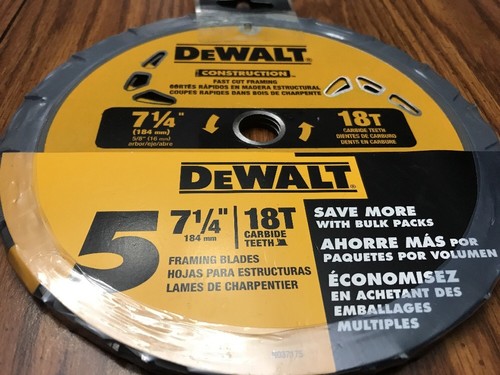 DeWalt Construction Fast Cut Framing Blades 18T 7.25” 5 Blades N037175 New
