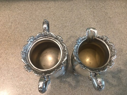 Wallace Royal Rose Silverplate  Sugar Bowl & Creamer Set[9853+9854]>GORGEOUS!!
