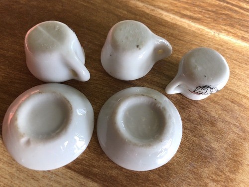 Miniature tea set Santa Christmas Vintage Ceramic  lot of 5
