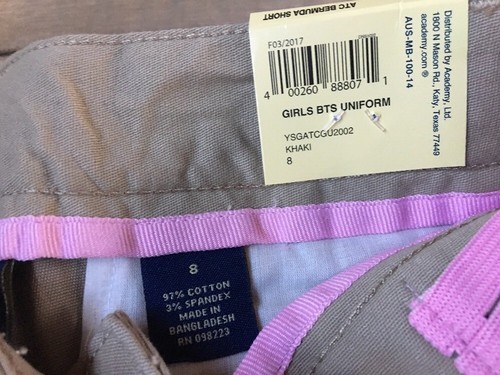 Austin Girls Size 8 Khaki Uniform Bermuda Shorts NWT