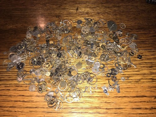 Lot Approx 120g Small Watch Parts - Gears Repair Steampunk Art Hands