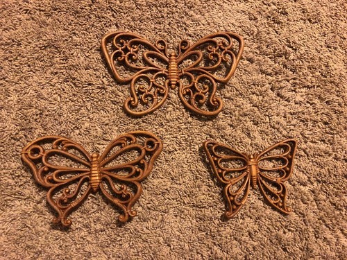 Homco Syroco Inc Set of 3 Butterflies Vintage Wall Hanging Home Decoration