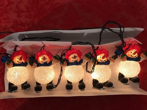 Snowman String Lights Set of 5 Skating  snowmen WORKS PERFECT