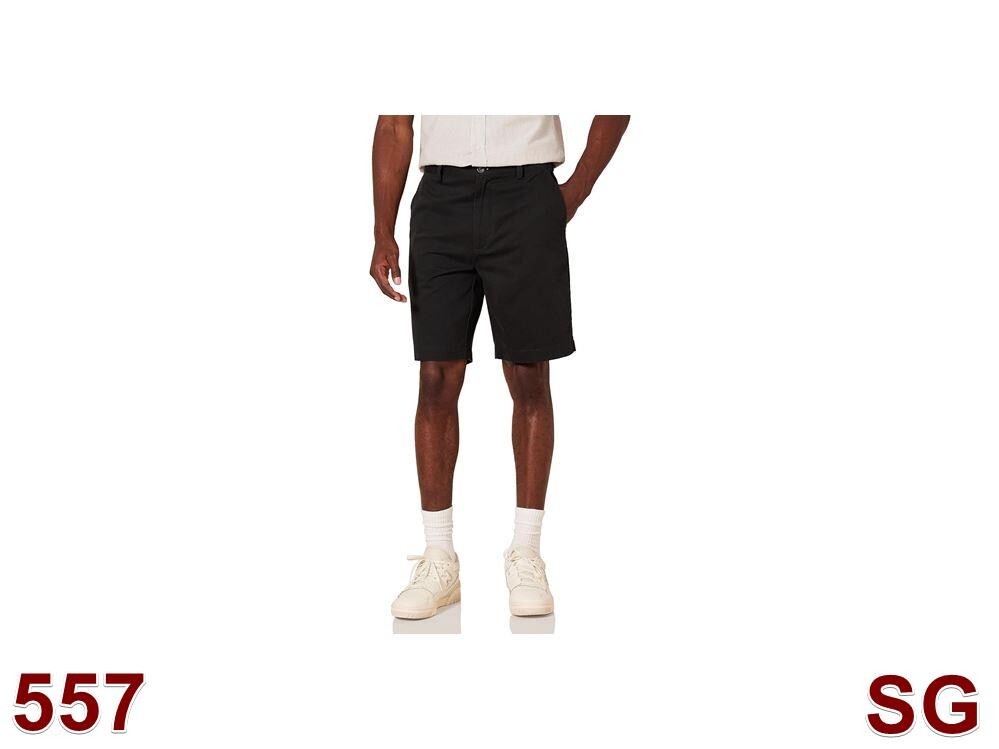 Essentials Men's Classic-Fit 9" Short, Chino Pants, 100% Cotton, Black, 44