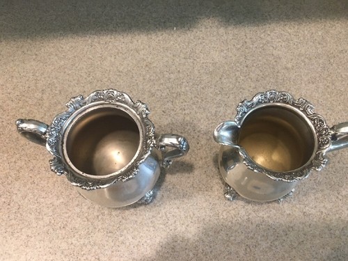Wallace Royal Rose Silverplate  Sugar Bowl & Creamer Set[9853+9854]>GORGEOUS!!