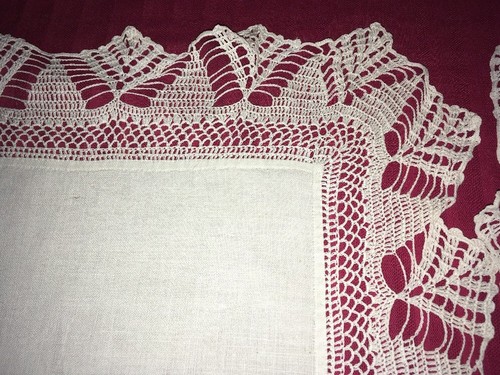 Lot of 2 Identical Vintage Edwardian Butler’s Tray Linens-Hand Made & Crochet
