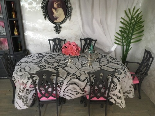 Ooak Barbie Poppy Parker silkstone monster high Blyth doll Dining room Furniture