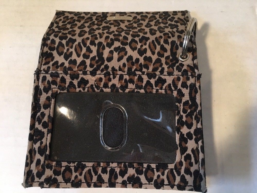 Nine West Cheetah Wallet Credit Card ID Coin Money Keychain Holder Snap Close 4