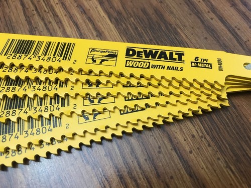 DEWALT Bi-Metal Wood w/ Nails 6 TPI 12 Inch DW4804  Plunge Point Lot of 6 Blades