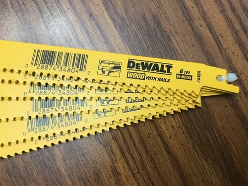 DEWALT Bi-Metal Wood w/ Nails 6 TPI 12 Inch DW4804  Plunge Point Lot of 6 Blades