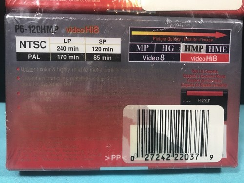 2-Pack Sony video Hi8 HMP Metal Particle Video Tape P6-120HMP. NEW FREE Ship (L)