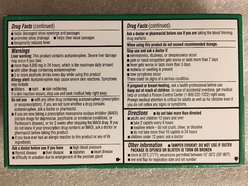 Sinus Pain & Congestion CVS Health 24 Caplets 8/20