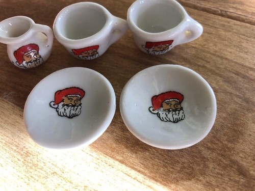 Miniature tea set Santa Christmas Vintage Ceramic  lot of 5