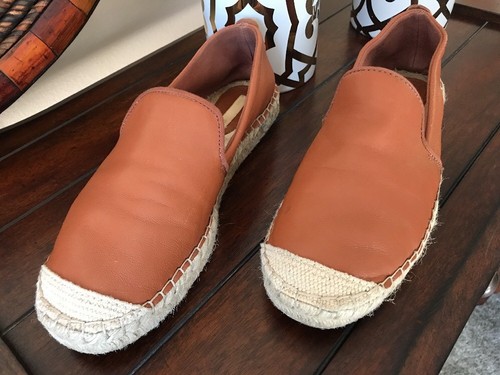 H & M Leather Cognac Espadrilles Size 38 US 7 M *EUC*