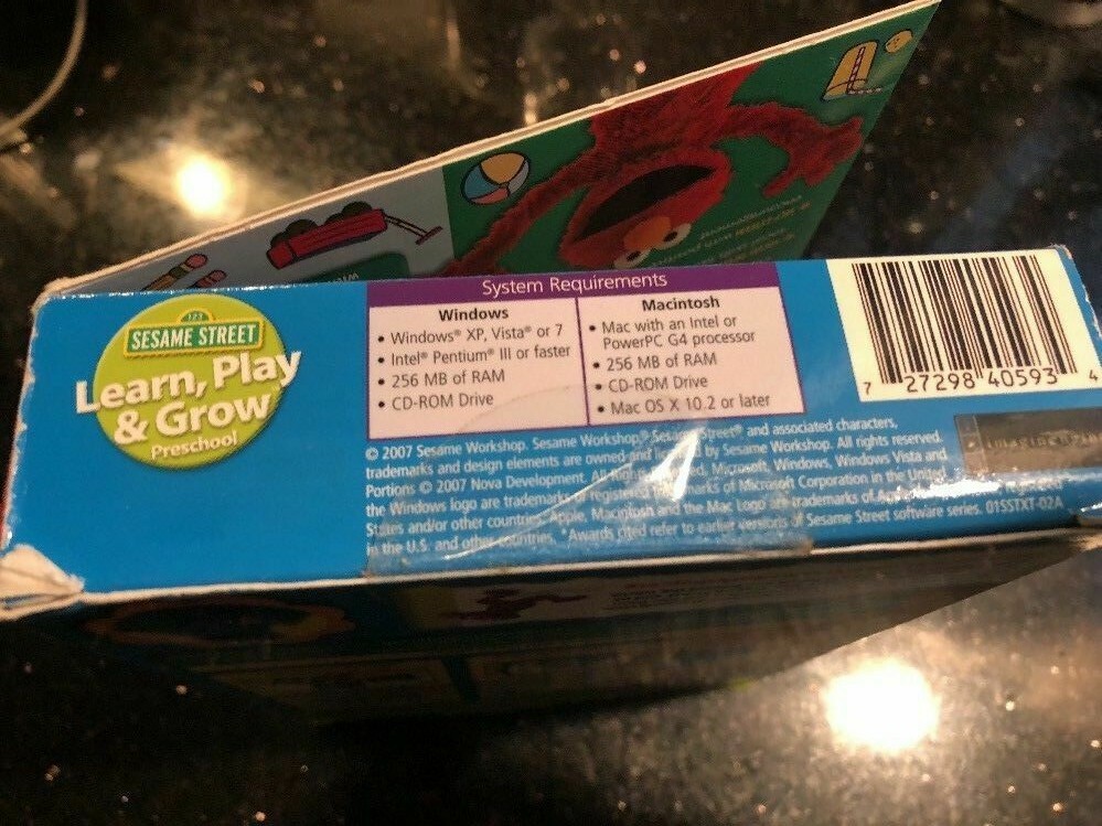 SESAME STREET LEARN PLAY & GROW for PC Mac CD Preschool game Kid Child Children