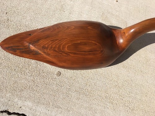 Vintage  Hand Carved Wooden Goose Decoy w/ Glass Eyes signed J. Holland 1981