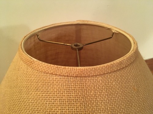Vintage Burlap over Vinyl MCM Retro Wide Coolie (bell) LAMPSHADE