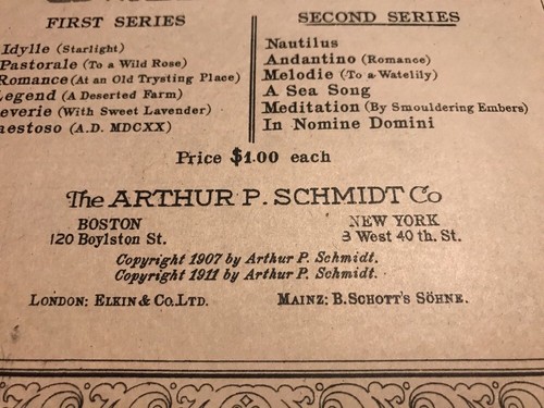 Transcriptions For Organ From Works Of Edward MacDowell 1911 Edition Schmidt