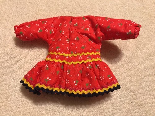 Vintage Doll Dress Small Clothes Pants Boots Bonnet Fits 9” Dolls Quilted