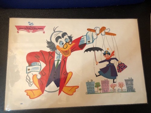 Vtg Disney Hedwin Table/Place Mats 17x11 Mary Poppins Pinocchio Donald Mickey