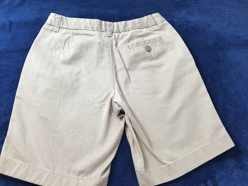 Lands End Khaki Shorts Girls Sz 10 Beige School Uniform  Adjust Waist Tab