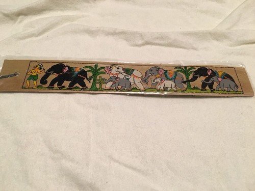 Hand Painted Elephant Palm Leaf Bookmark NIP