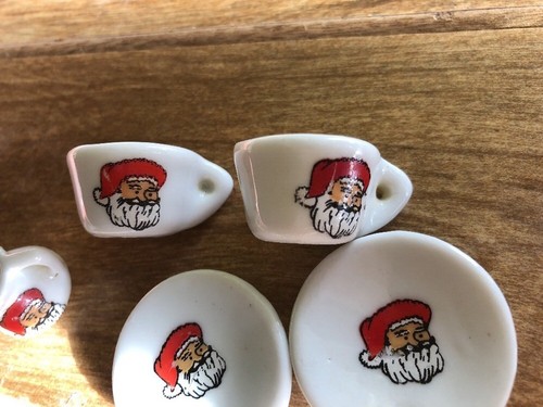 Miniature tea set Santa Christmas Vintage Ceramic  lot of 5
