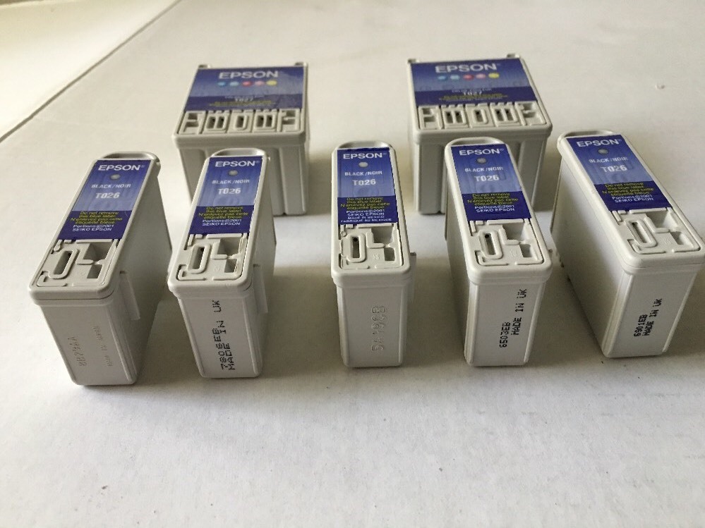 Epson Lot Of 7 Virgin NOT WORKING Cartridge T027 Color T026 Black For Refilling