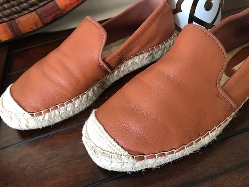 H & M Leather Cognac Espadrilles Size 38 US 7 M *EUC*