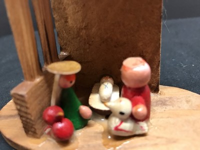Vintage Russ Wooden Nativity Scene Christmas Ornament