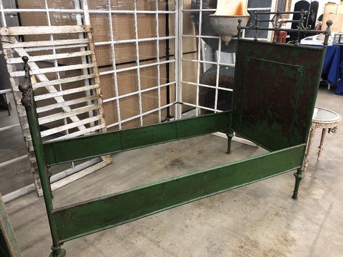 French Antique Napoleon III Period Iron & Brass Campaign Bed Circa 1850-1870