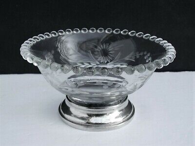  Imperial Glass Elegant Flora Candlewick Bowl w/ M.F.Hirsch Sterling Base #104 