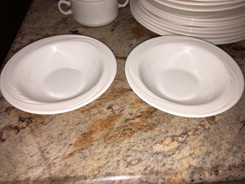 21 Piece Arc France Arcopal Stackable Soup Bowls Milk Glass Plates Dessert Vtg