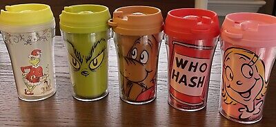 The Grinch, Who Hash, Max & Cindy With Lids Plastic Party Cups 5 Piece Party Set